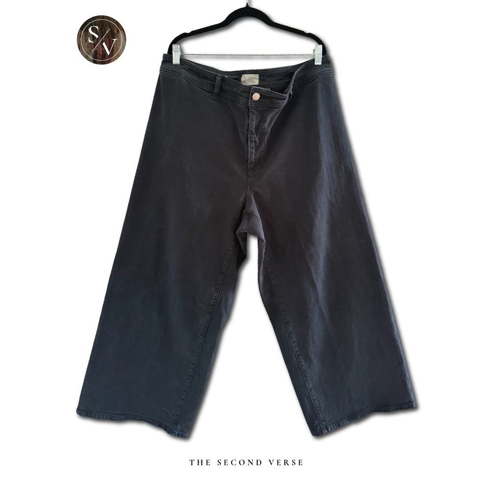 Universal Thread Womens Washed Black Wide Leg Ankle Pants Size 17 Denim Cropped